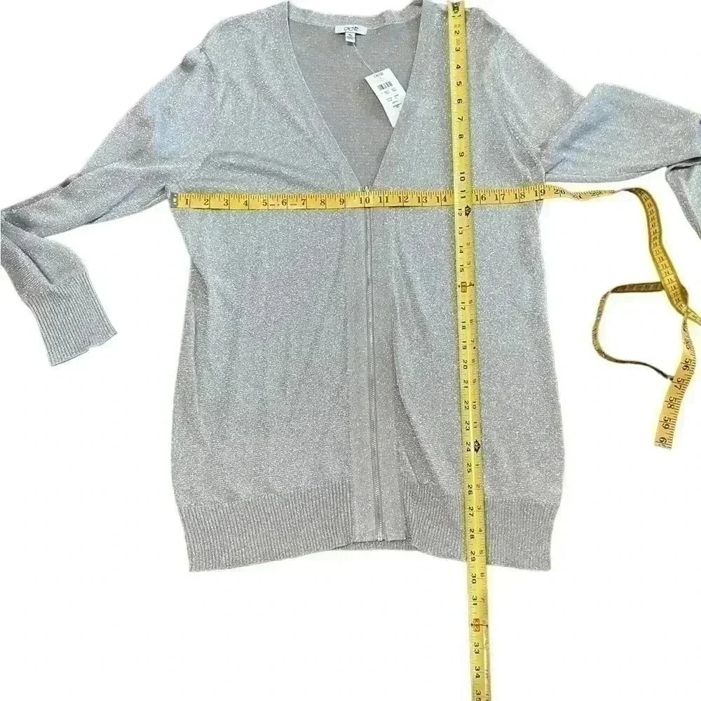 Cach’e Metallic Silver Zip Cardigan Size XL